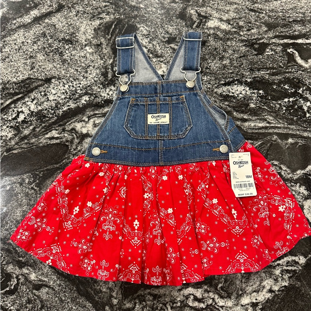 OshKosh B'gosh 19 month Red Denim Skirtall for Kids NWT